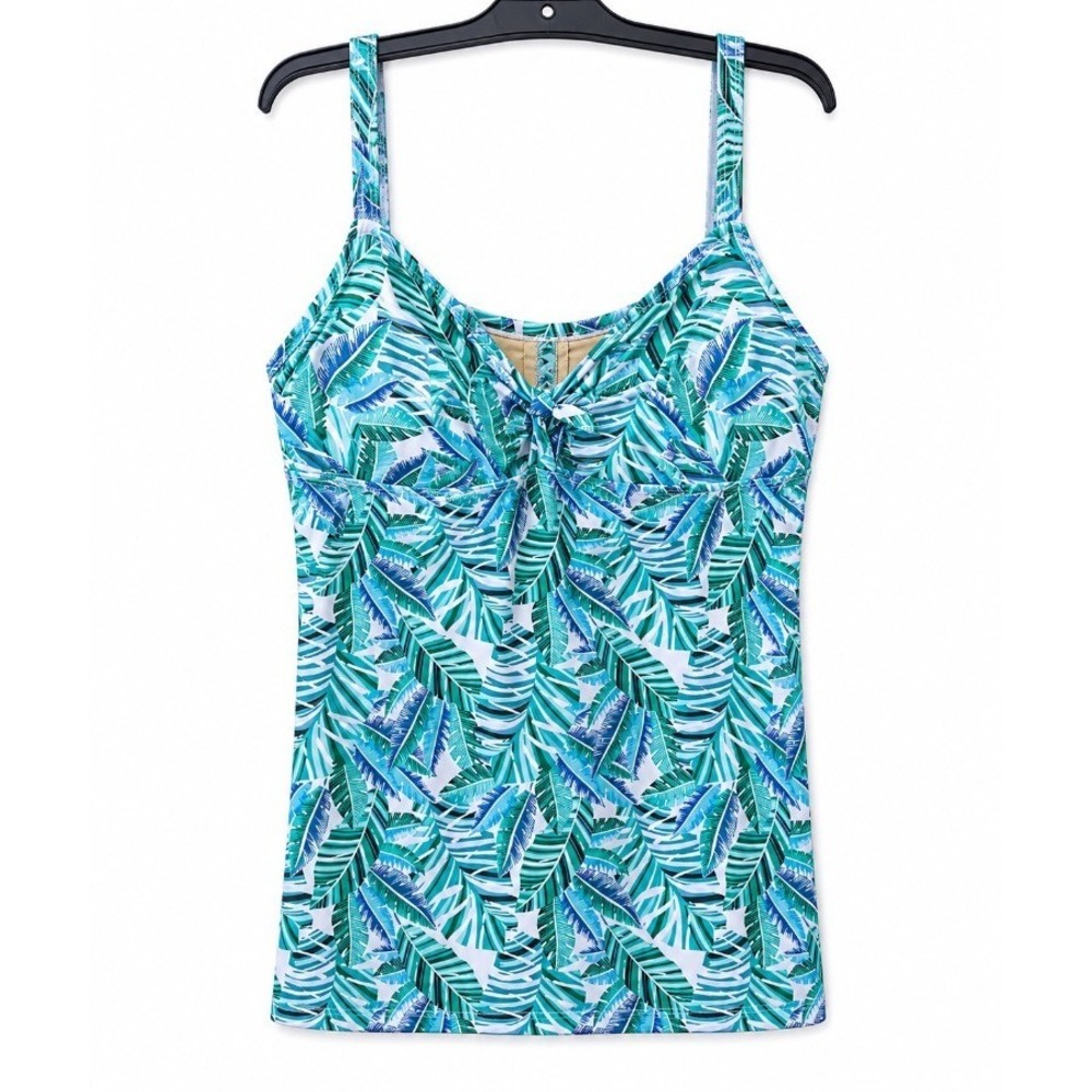Swimsuits For‎ All Plus Size 28 Tankini Top Tropical Palm Leaf Print Underwire